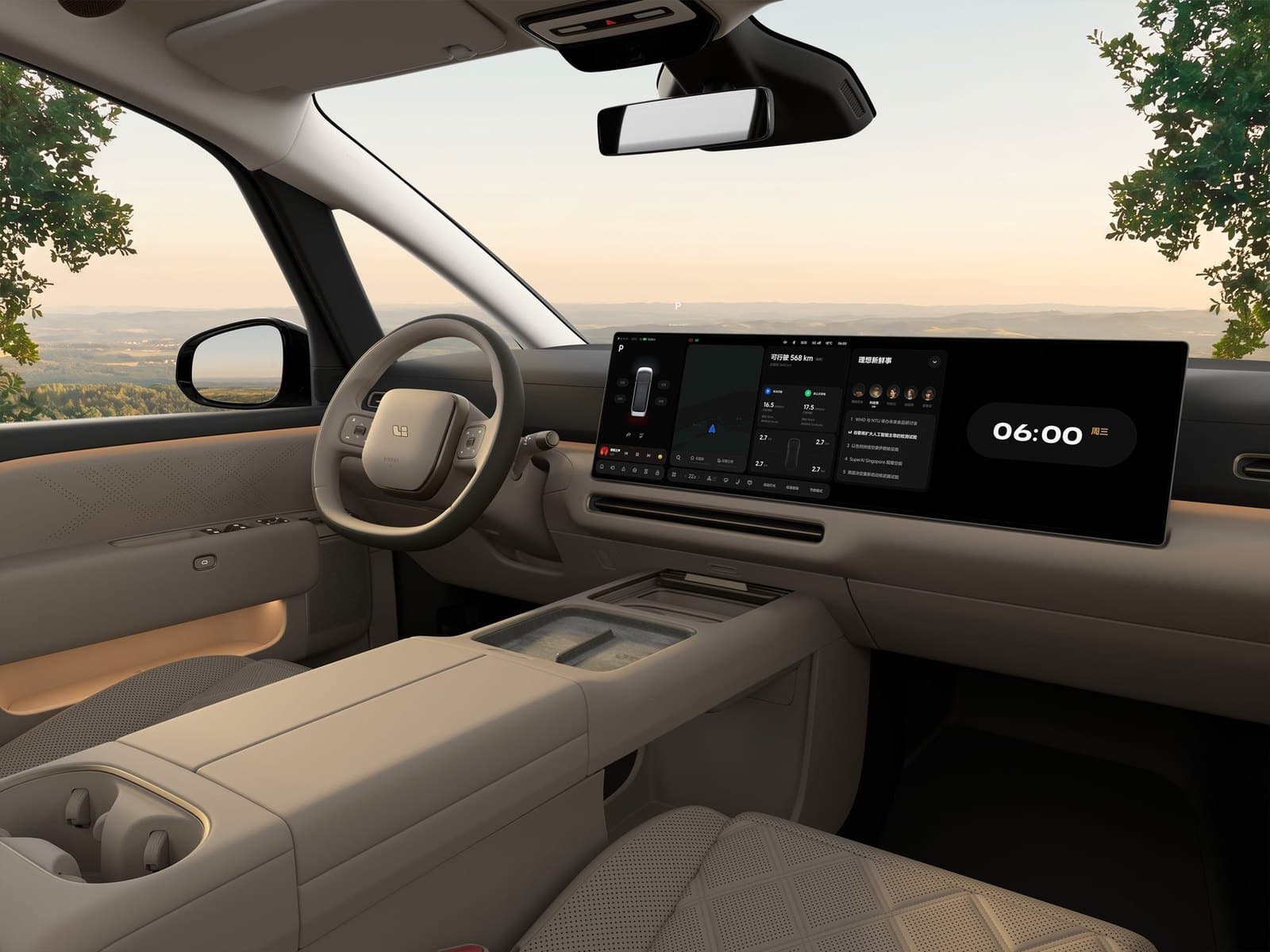 Li Auto MEGA المقصورة الداخلية بني وقهوة بلونين
