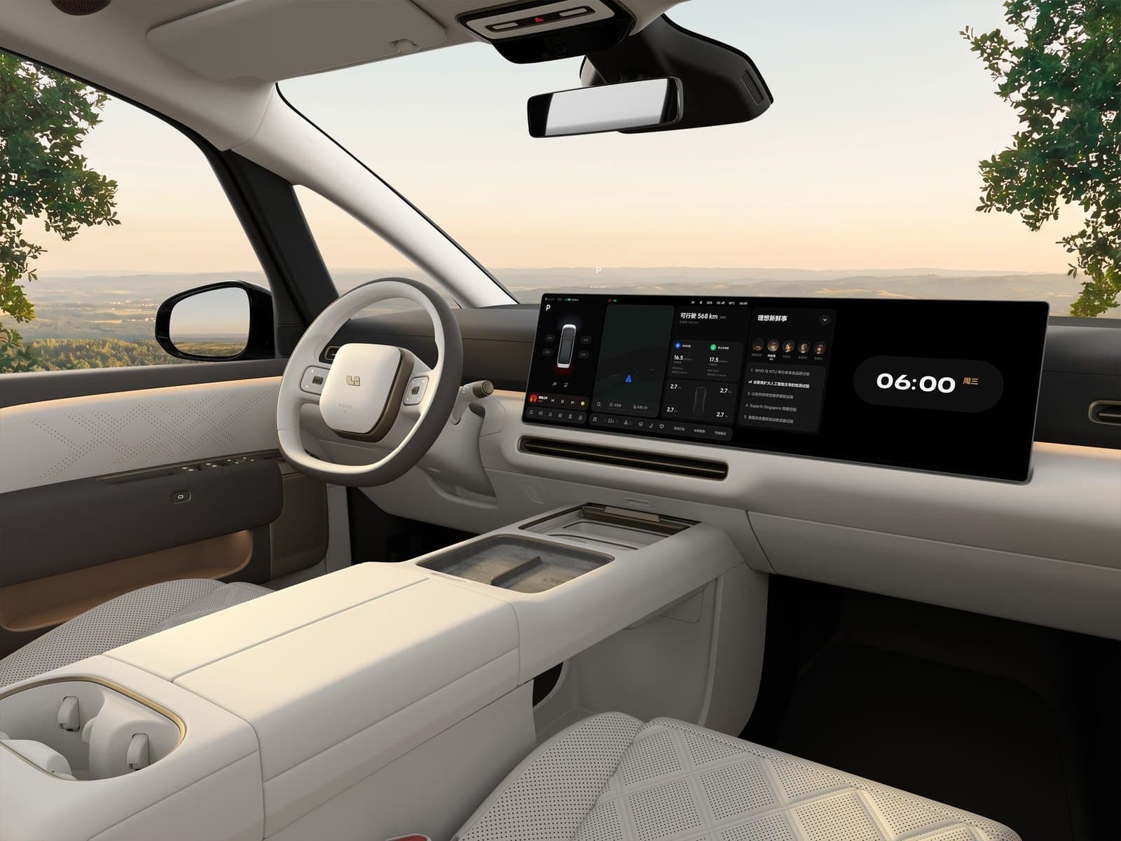 Li Auto MEGA المقصورة الداخلية أبيض ورمادي بلونين