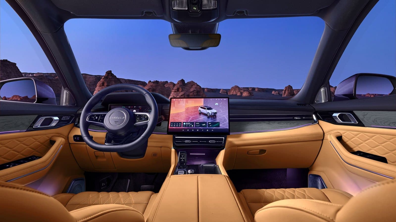 Lynk & Co 09 المقصورة الداخلية بني