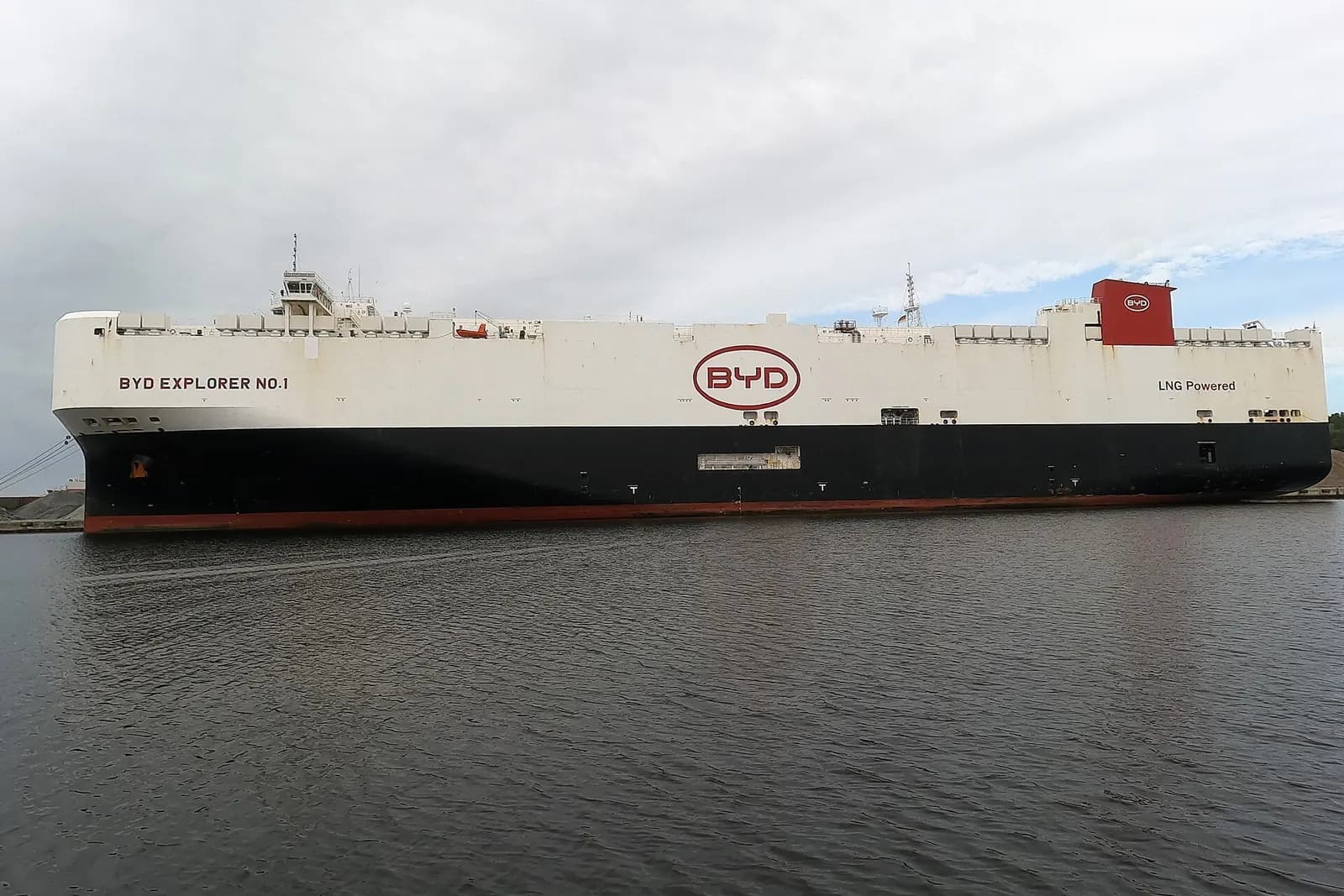 Vehicle carrier ship at a European port