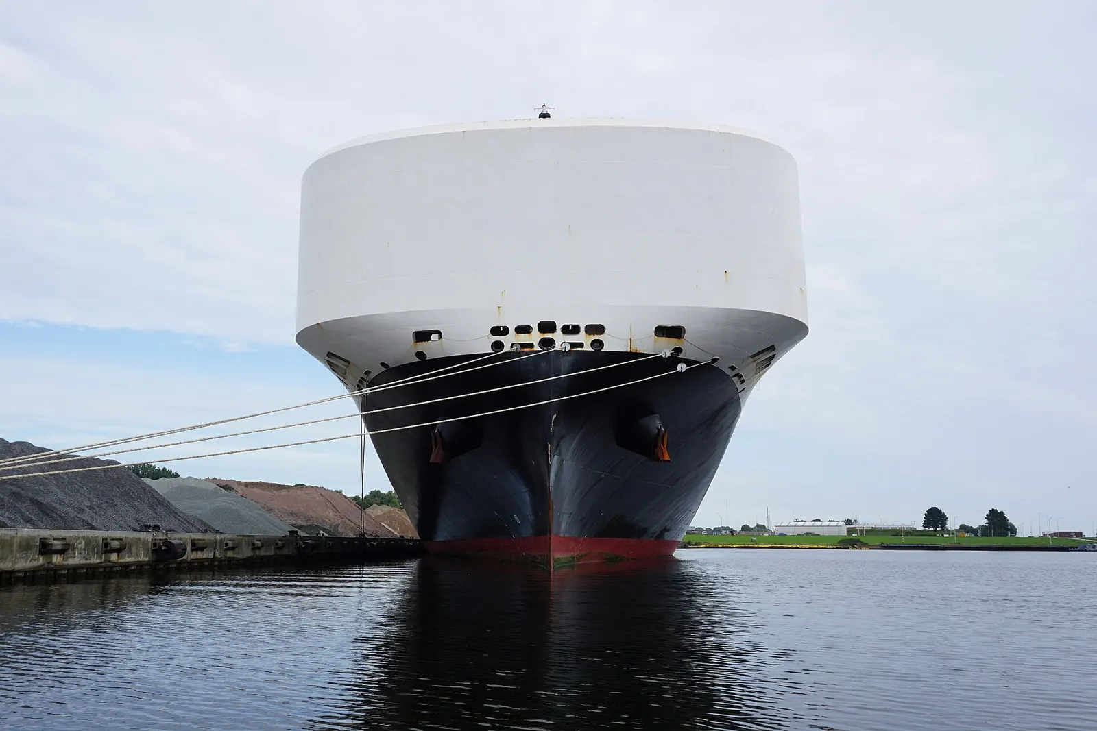 Vehicle carrier ship at a European port