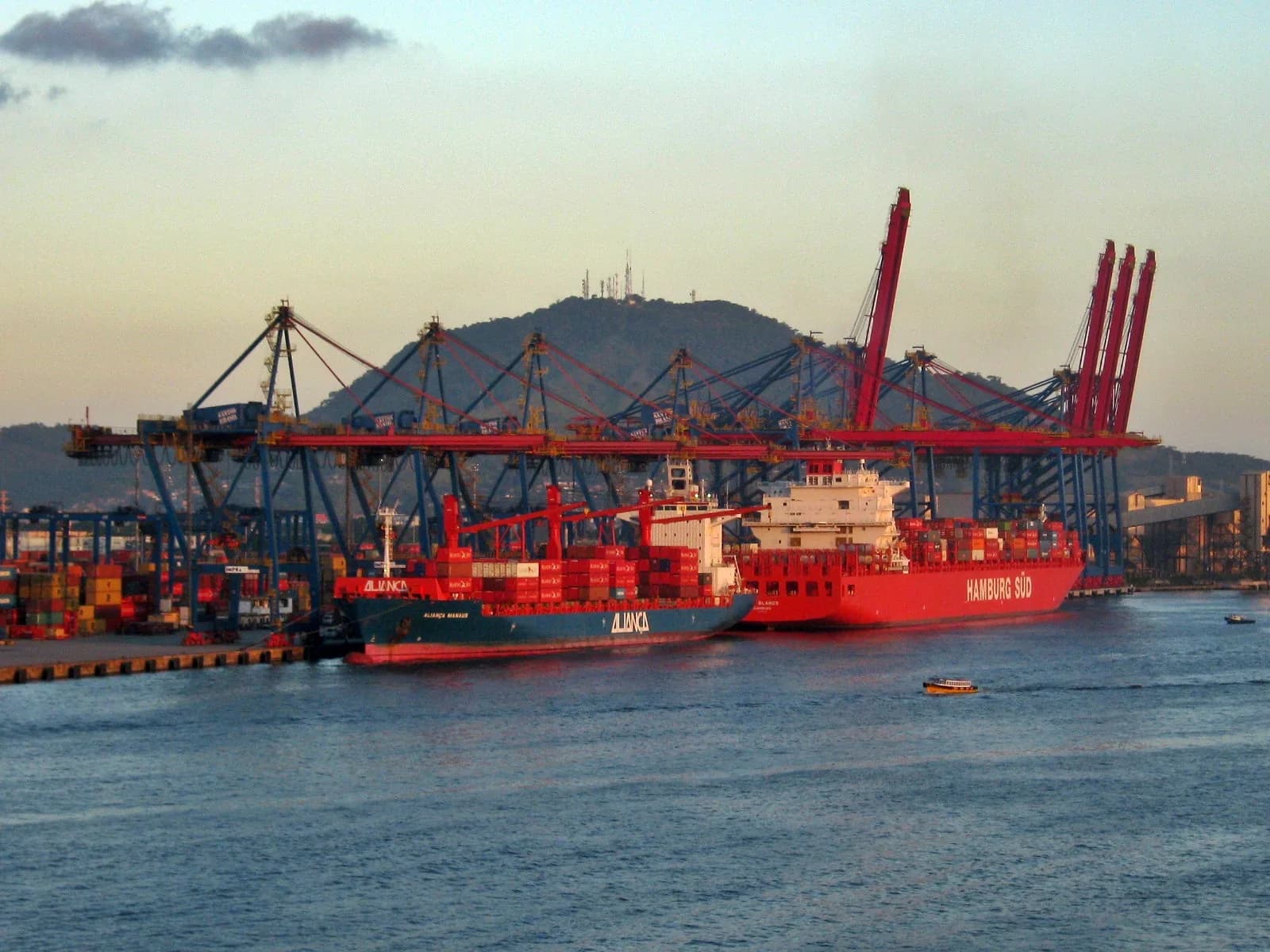 Container ships at the Port of Santos, Brazil